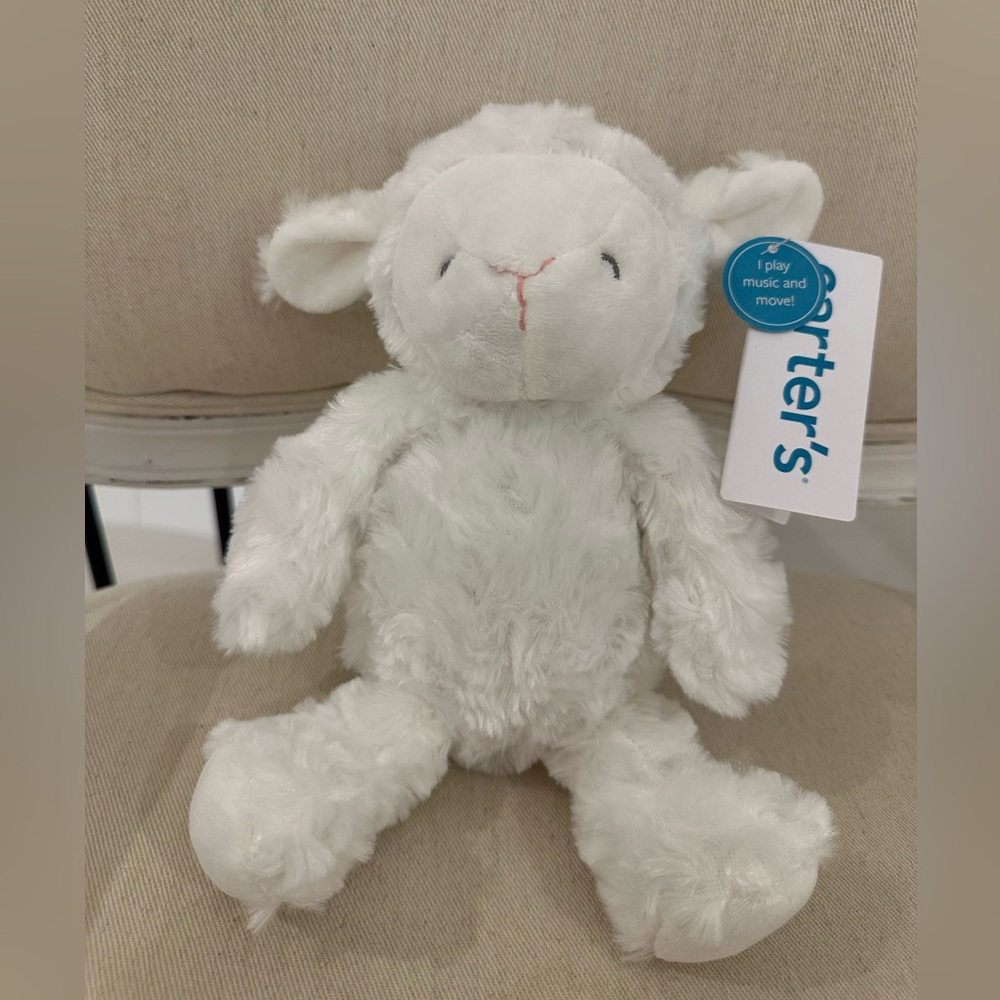 Adorable White Plush Lamb Musical Wind up Moving Baby Toy NWT